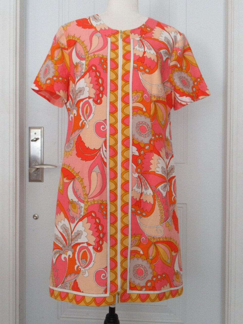 NWOT Trina Turk Arboretum Cotton floral-print Shift Dress Size 12 Orange, New!